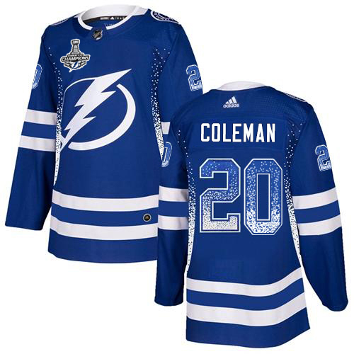 Adidas Tampa Bay Lightning Men #20 Blake Coleman Blue Home Authentic Drift Fashion 2020 Stanley Cup Champions Stitched NHL Jersey